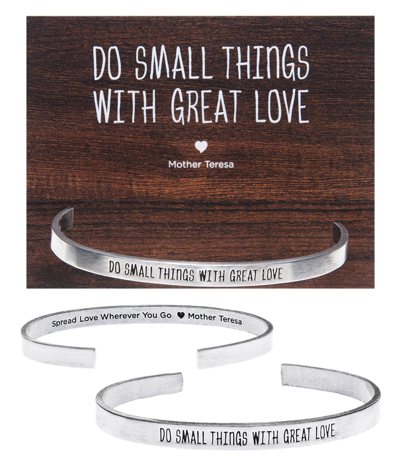 Do Small Things with Great Love Quotable Cuff Bracelet - Mother Teresa with backer card