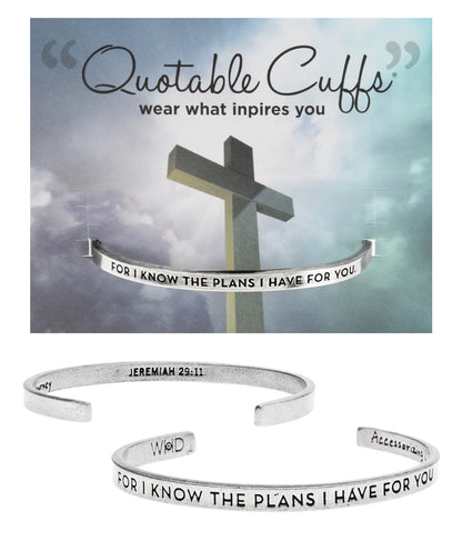 For I Know the Plans I Have for You Cuff Bracelet Jeremiah 29:11 with backer card