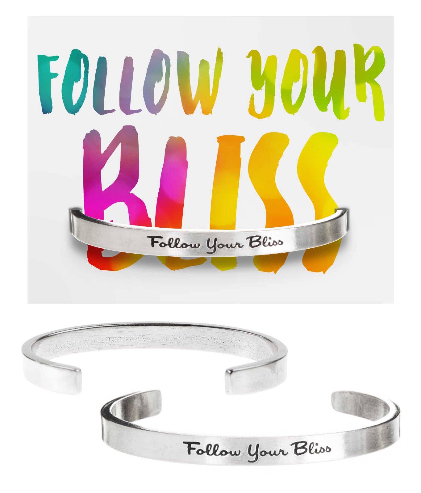 Follow Your Bliss Quotable Cuff Bracelet with backer card