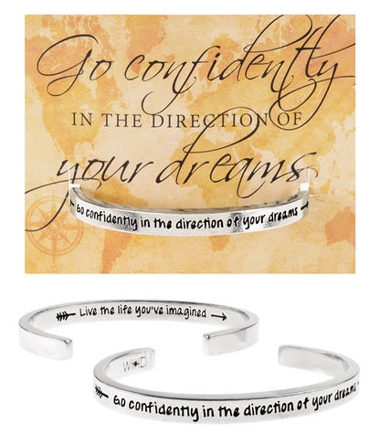 Go Confidently in the Direction of Your Dreams Quotable Cuff Bracelet with backer card