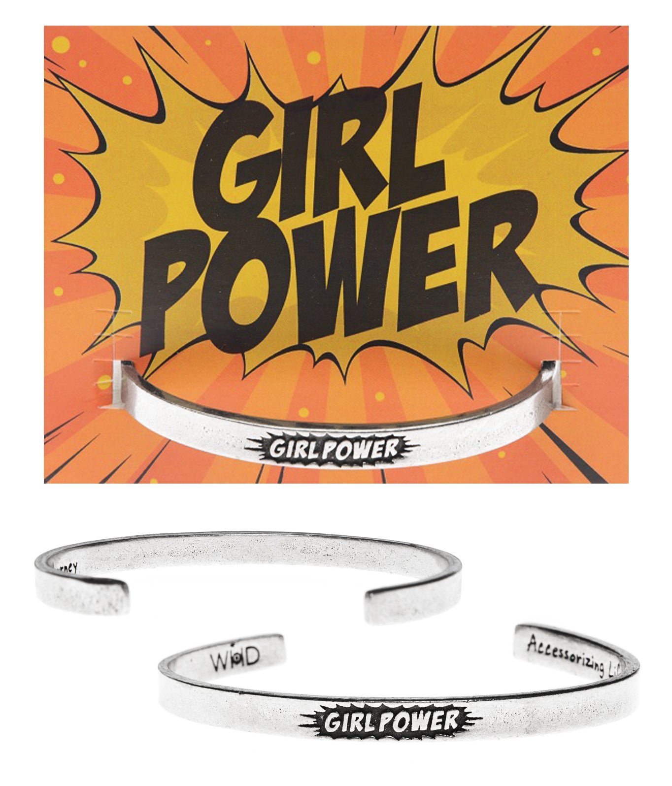 Girl Power Quotable Cuff Pewter Bracelet with backer card