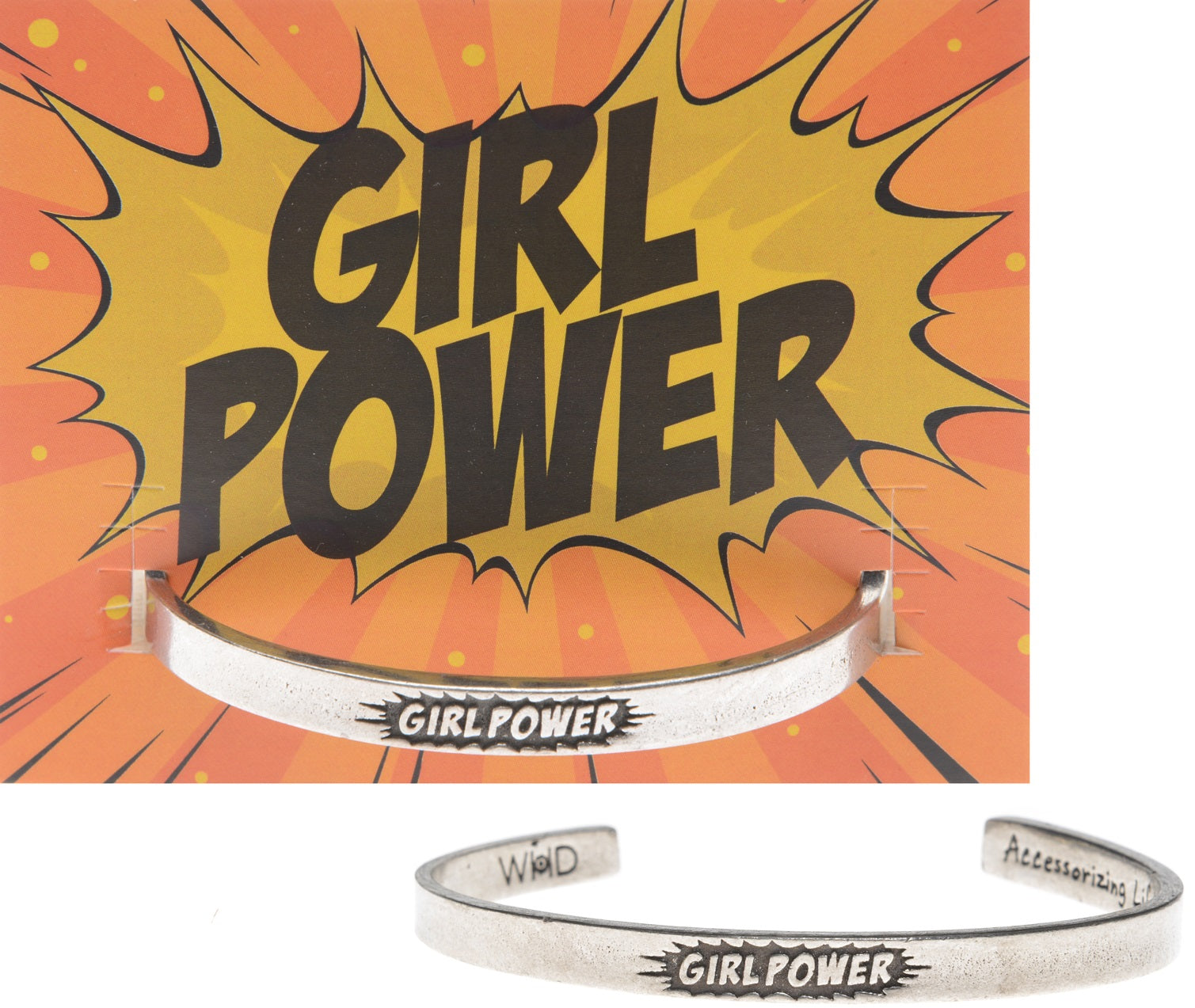 Girl Power Quotable Cuff Pewter Bracelet with backer card 2