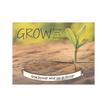 Grow through what you go through Quotable Cuff Bracelet on backer card