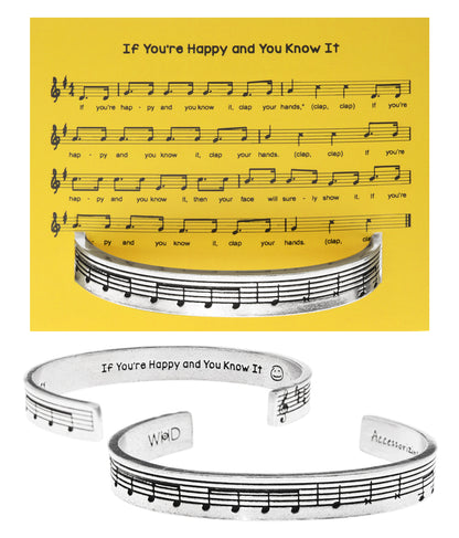 If You're Happy and You Know It Quotable Cuff Bracelet with backer card