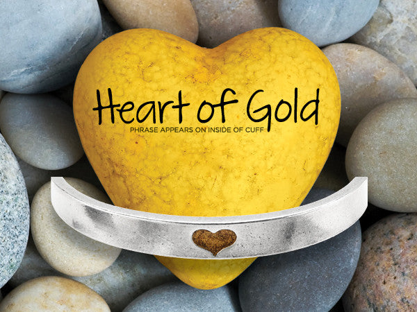 Heart of Gold Narrow Cuff Bracelet on backer card