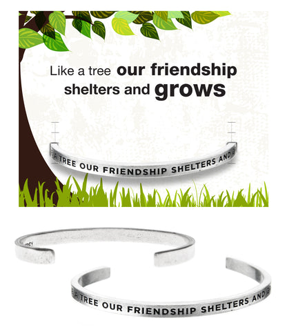 Like a Tree Our Friendship Shelters and Grows Quotable Cuff Bracelet with backer card