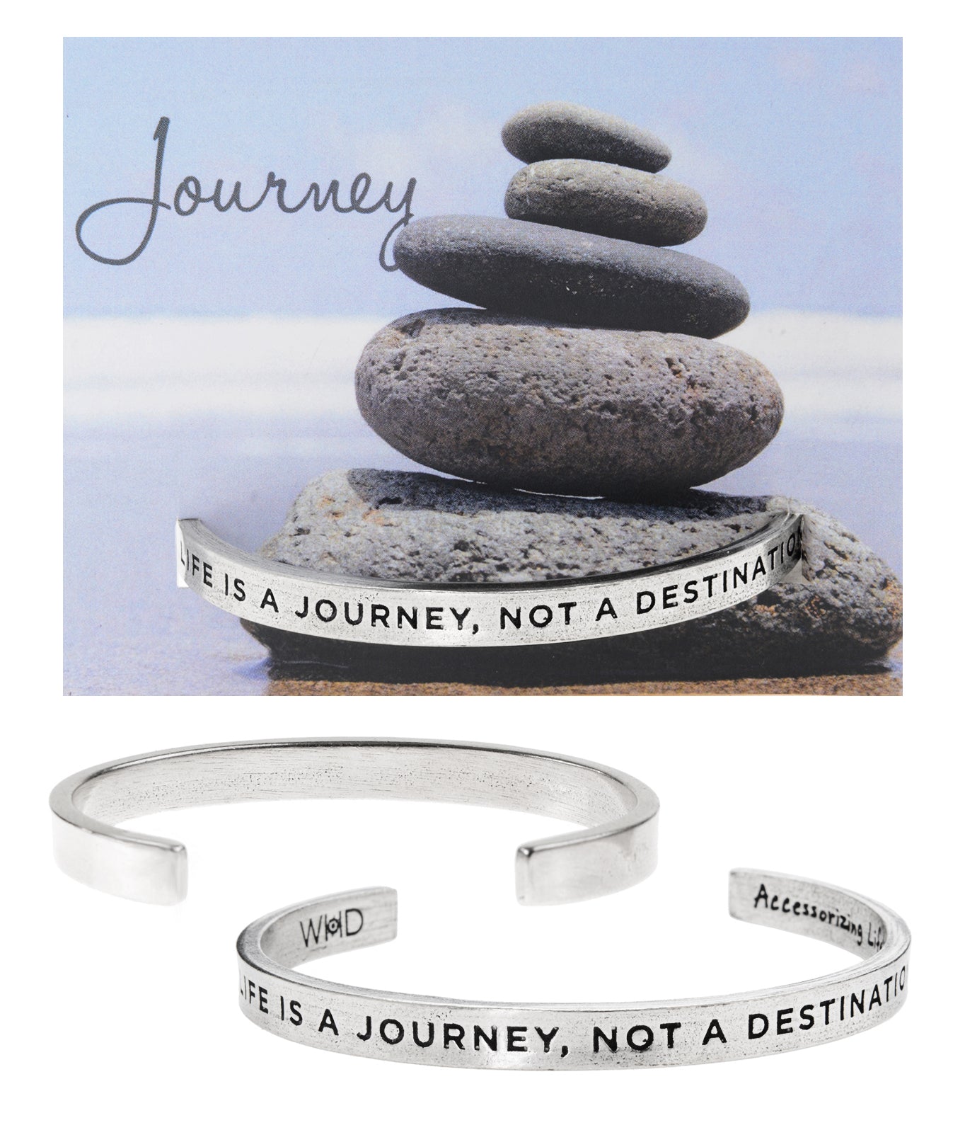 Life Is A Journey, Not a Destination Quotable Cuff Bracelet with backer card
