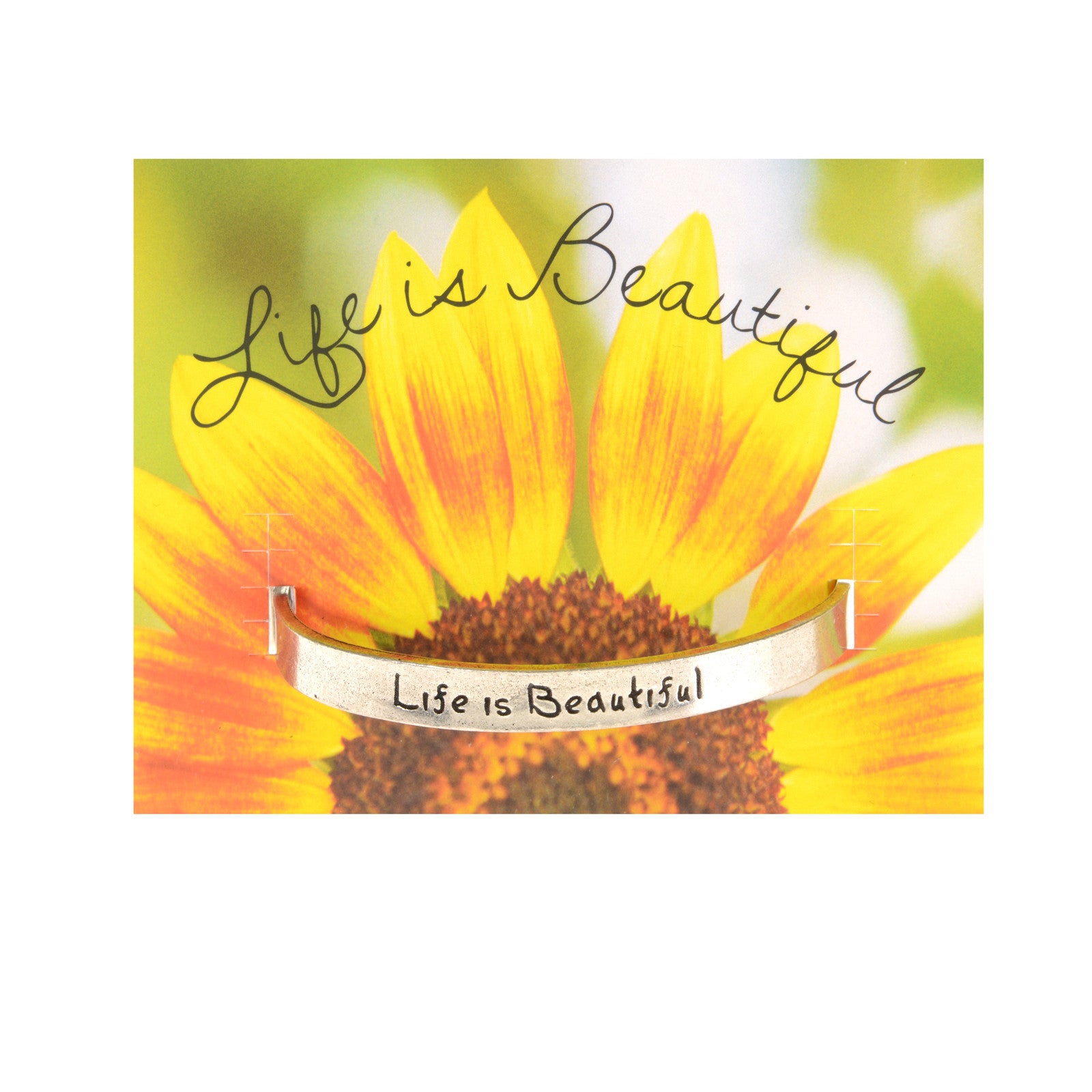 Life Is Beautiful Quotable Cuff Bracelet on backer card