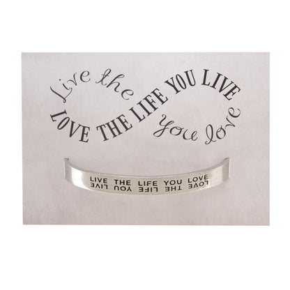 Live the Life You Love Quotable Cuff Bracelet on backer card
