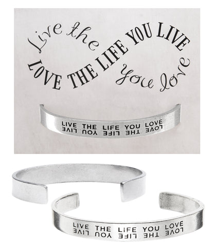 Live the Life You Love Quotable Cuff Bracelet with backer card
