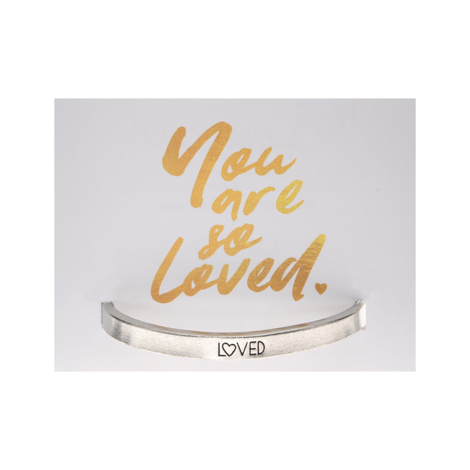 Loved Quotable Cuff Bracelet on backer card