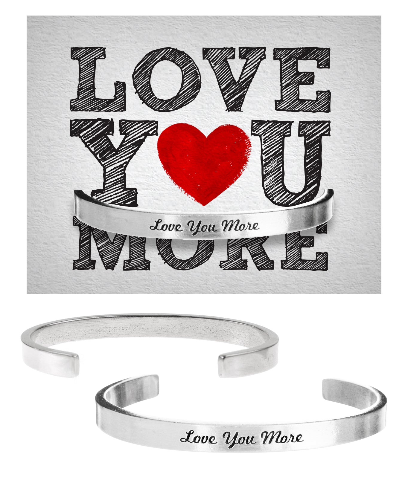 Love You More Quotable Cuff Bracelet with backer card