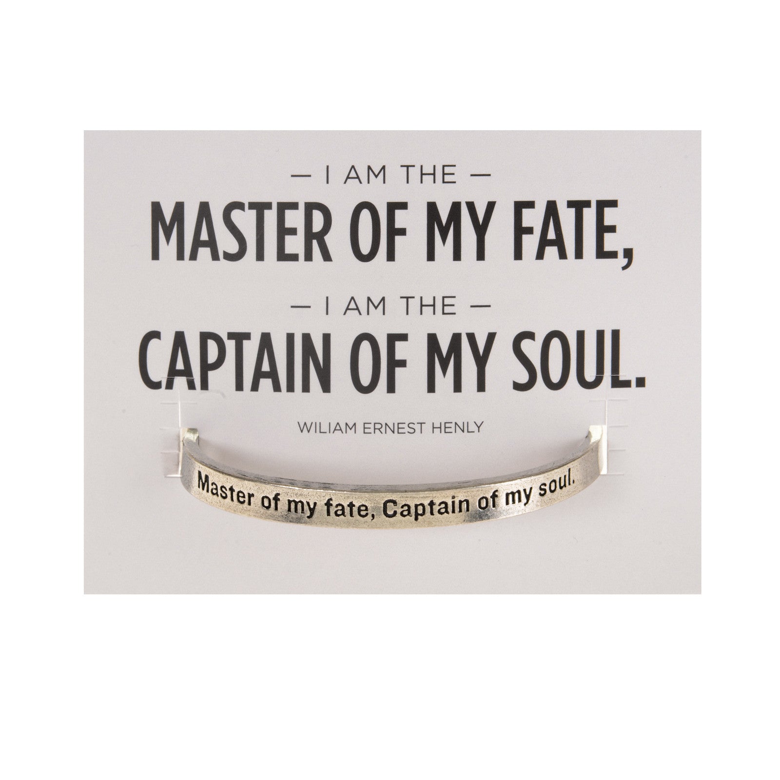 Master Of My Fate, Captain of my Soul Quotable Cuff Bracelet on backer card