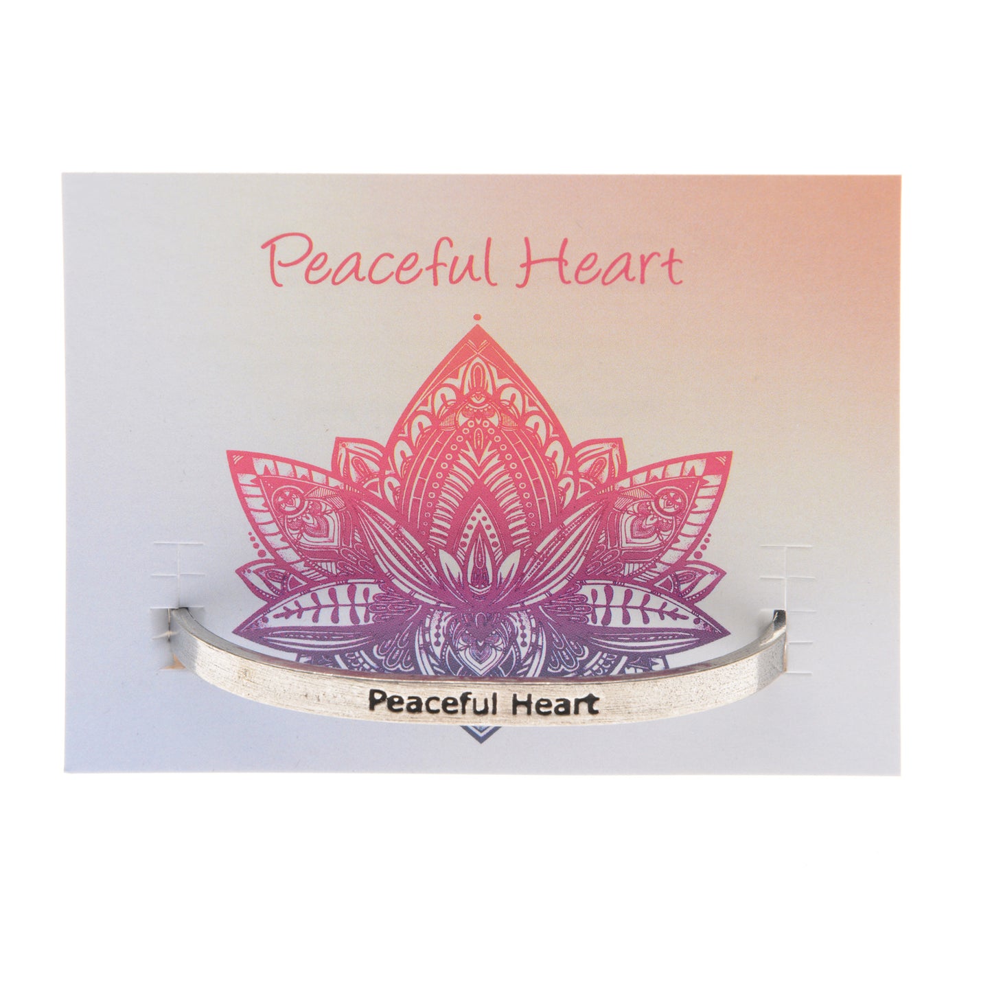 Peaceful Heart Quotable Cuff Bracelet on backer card
