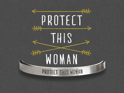 Protect This Woman Quotable Cuff Bracelet on backer card