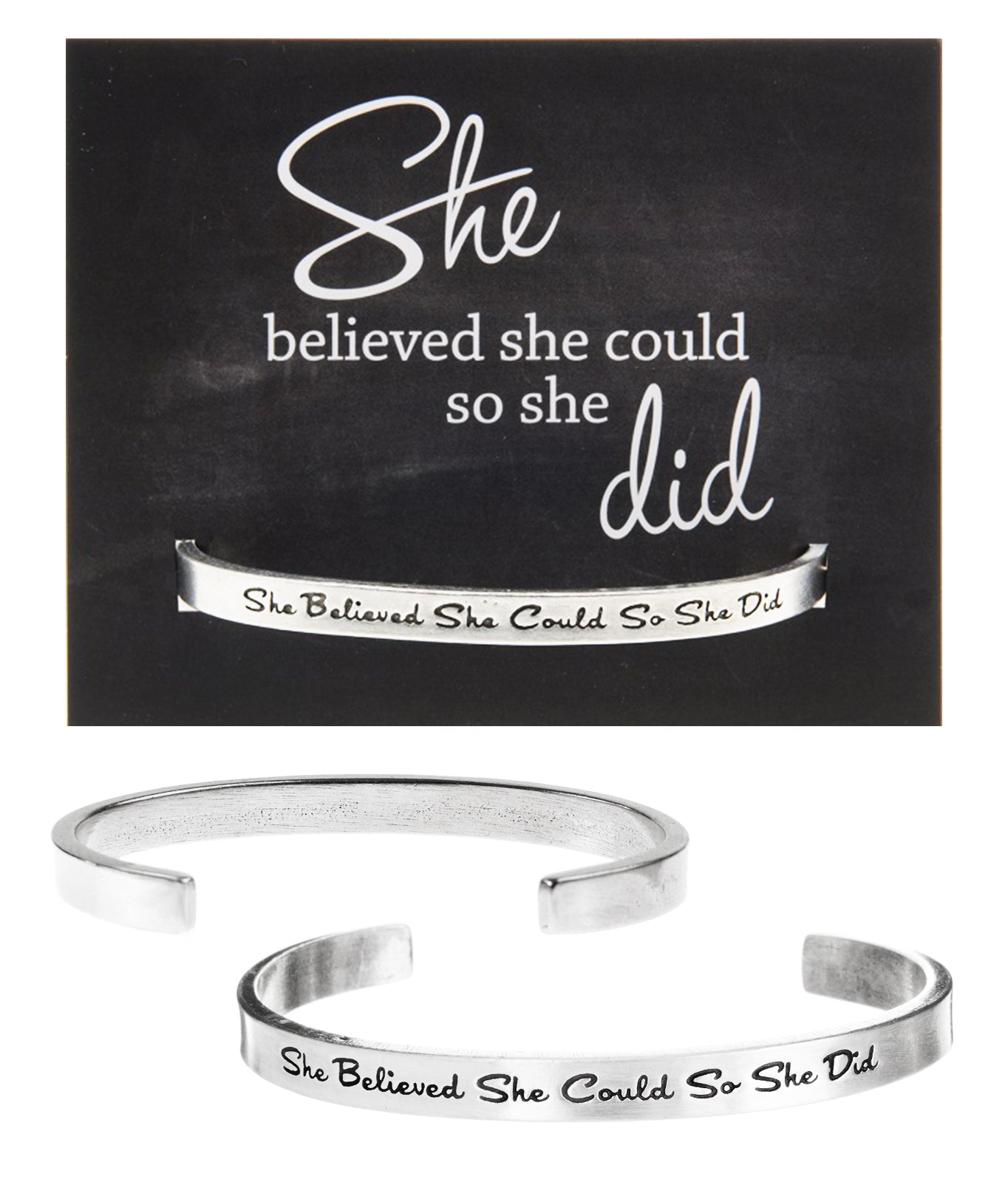 She Believed She Could, So She Did Quotable Cuff Bracelet with backer card