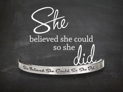 She Believed She Could, So She Did Quotable Cuff Bracelet on backer card