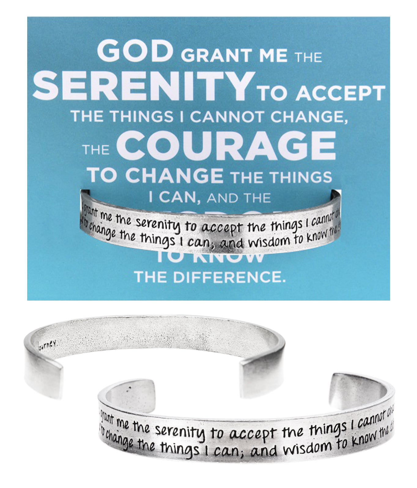 Serenity Prayer Bracelet Inspirational Engraved Pewter Quotable Cuffs Bracelet with backer card