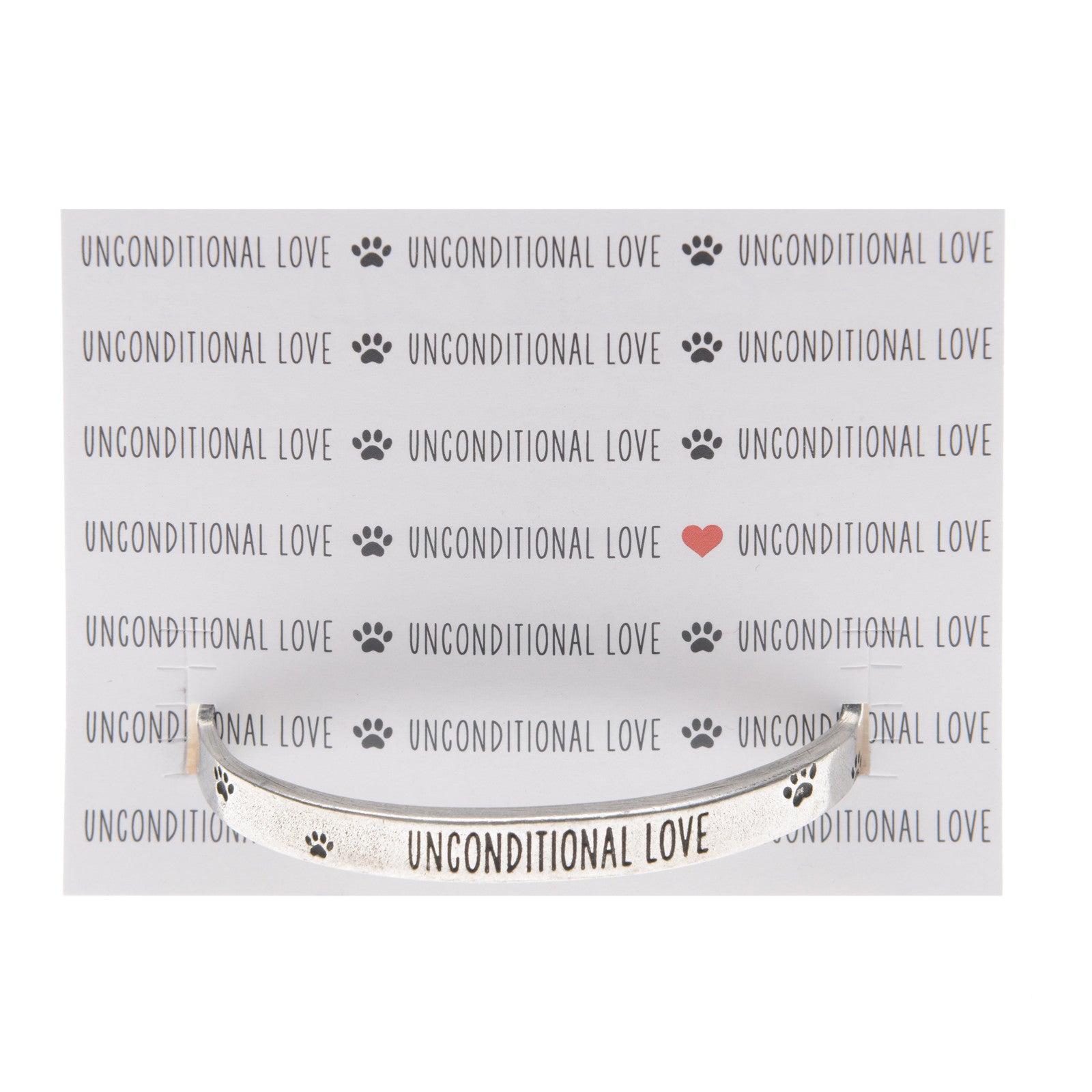 Unconditional Love Cuff Inspirational Jewelry Bracelet on backer card - Pet Sympathy Gift or Memorial by Quotable Cuffs