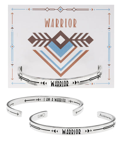 Warrior Quotable Cuff Bracelet with backer card