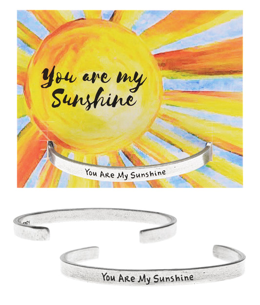 You Are My Sunshine Quotable Cuff Bracelet with backer card