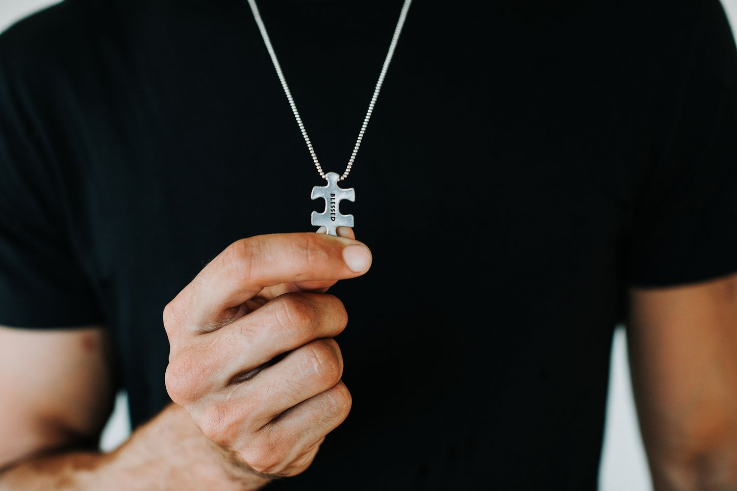 "I AM" Puzzle Piece Charms on Ball Chain Necklace