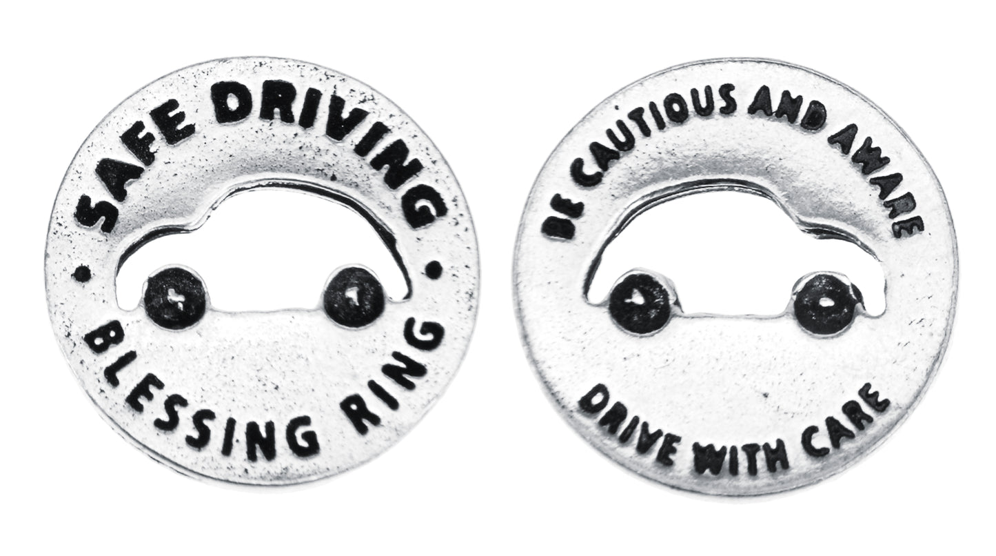 Safe Driving Blessing Ring front and back