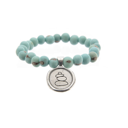 Acai Seeds Of Life Bracelet with Wax Seal - Baby Blue Beads
