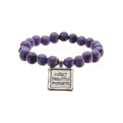 Acai Seeds Of Life Bracelet with Wax Seal - Purple Beads