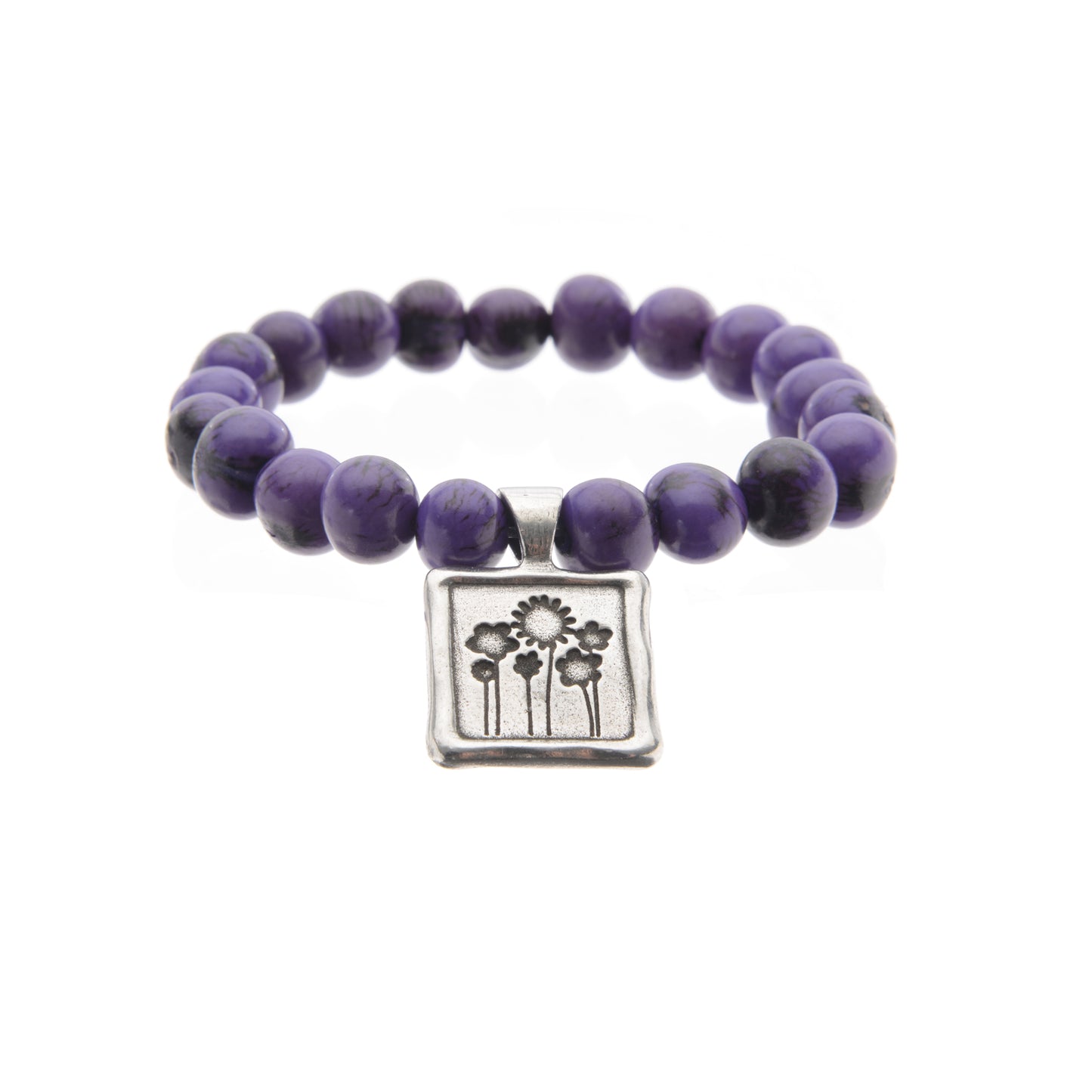 Acai Seeds Of Life Bracelet with Wax Seal - Purple Beads