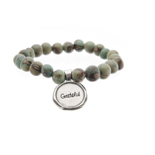 Acai Seeds Of Life Bracelet with Wax Seal - Tiger Olive Green Beads