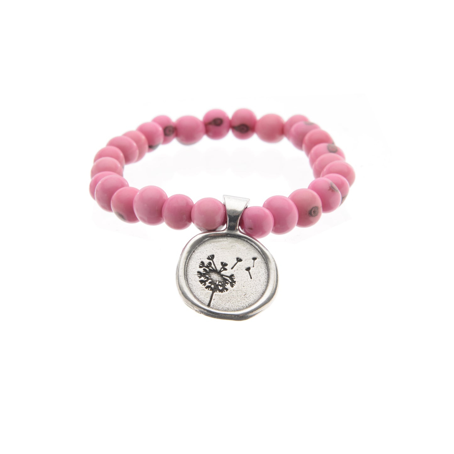 Acai Seeds Of Life Bracelet with Wax Seal - Hot Pink Beads