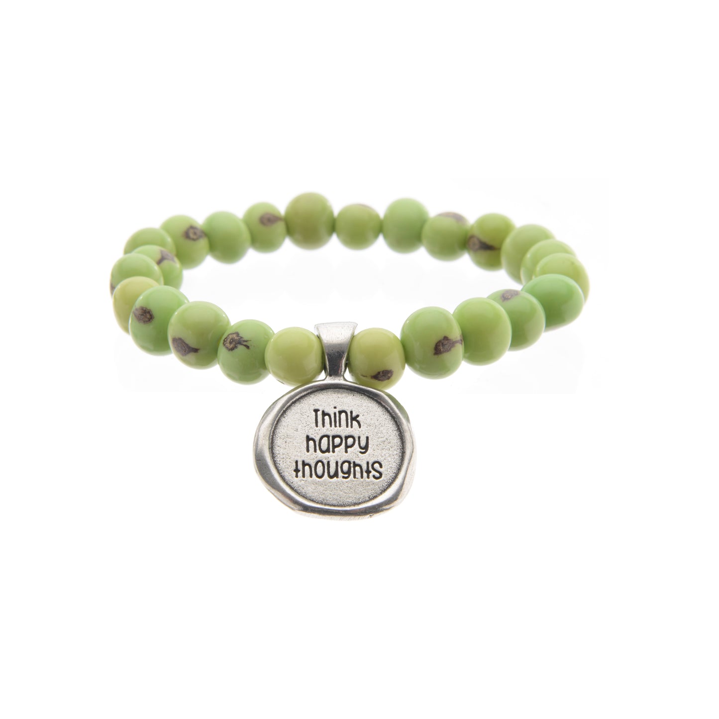Acai Seeds of Life Bracelet with Wax Seal - Spring Green Beads