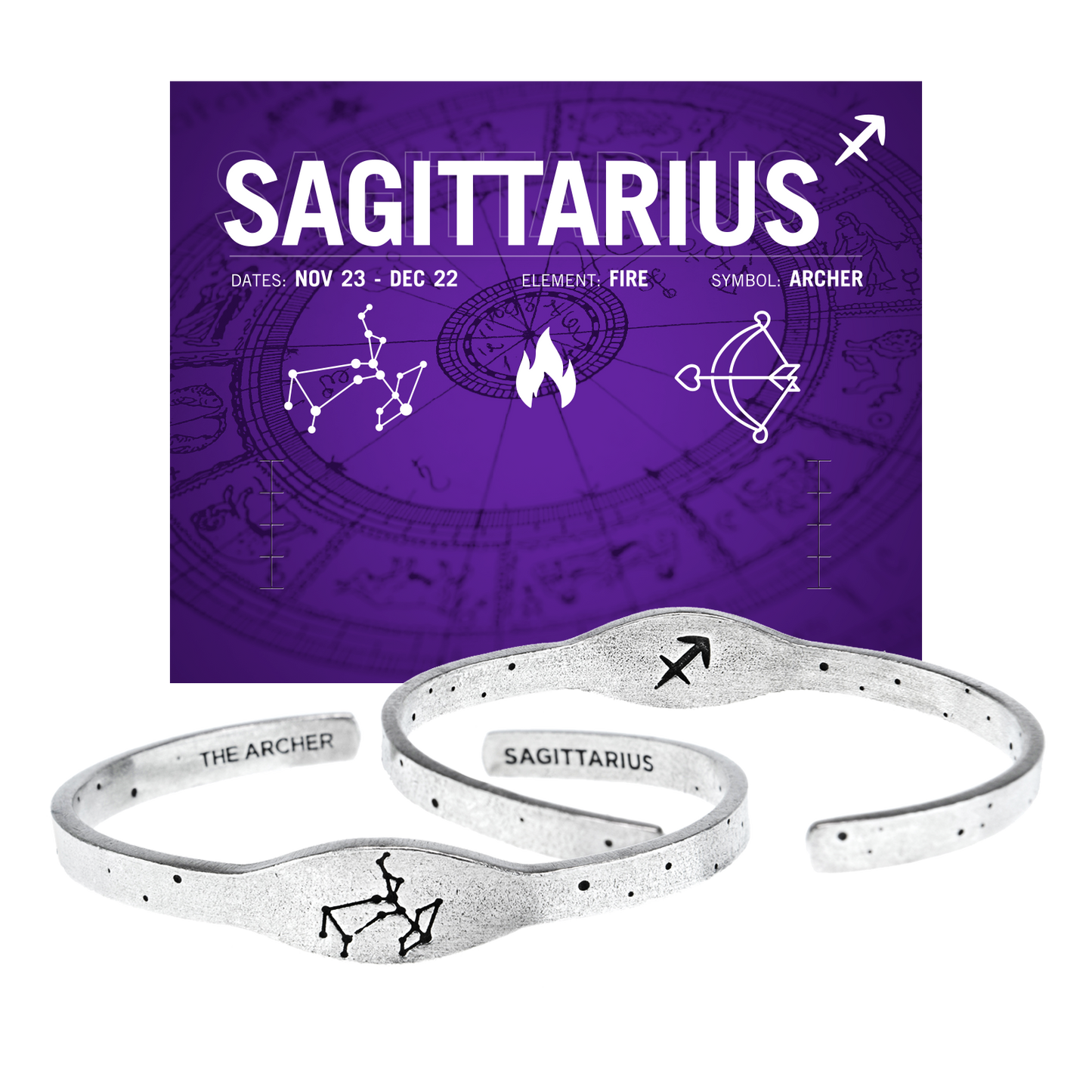 Zodiac Cuff Bracelet - Sagittarius