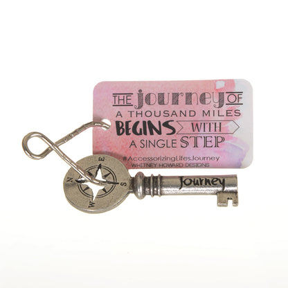 Journey Key Charm on keyring with backer card