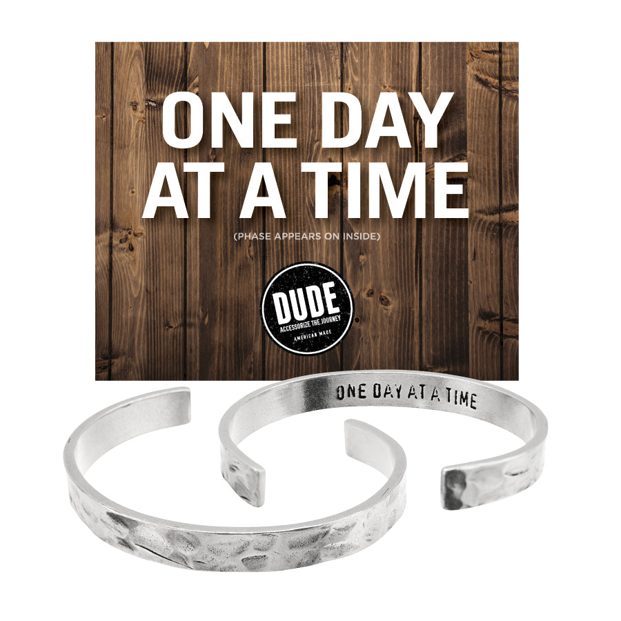 One Day at a Time DUDE Cuff Bracelet with backer card