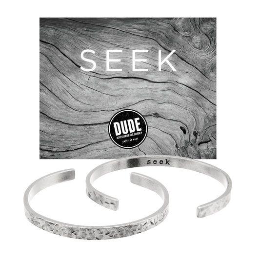 Seek DUDE Cuff Bracelet with backer card