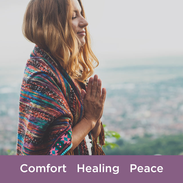 Woman meditating with comfort healing peace