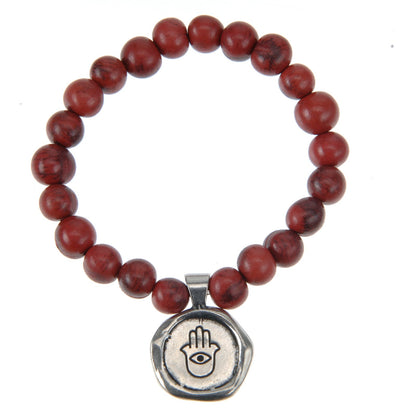 Acai Seeds Of Life Bracelet with Wax Seal - Cranberry Beads