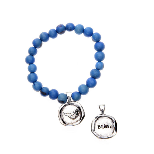 Acai Seeds Of Life Bracelet with Wax Seal - Denim Blue Beads