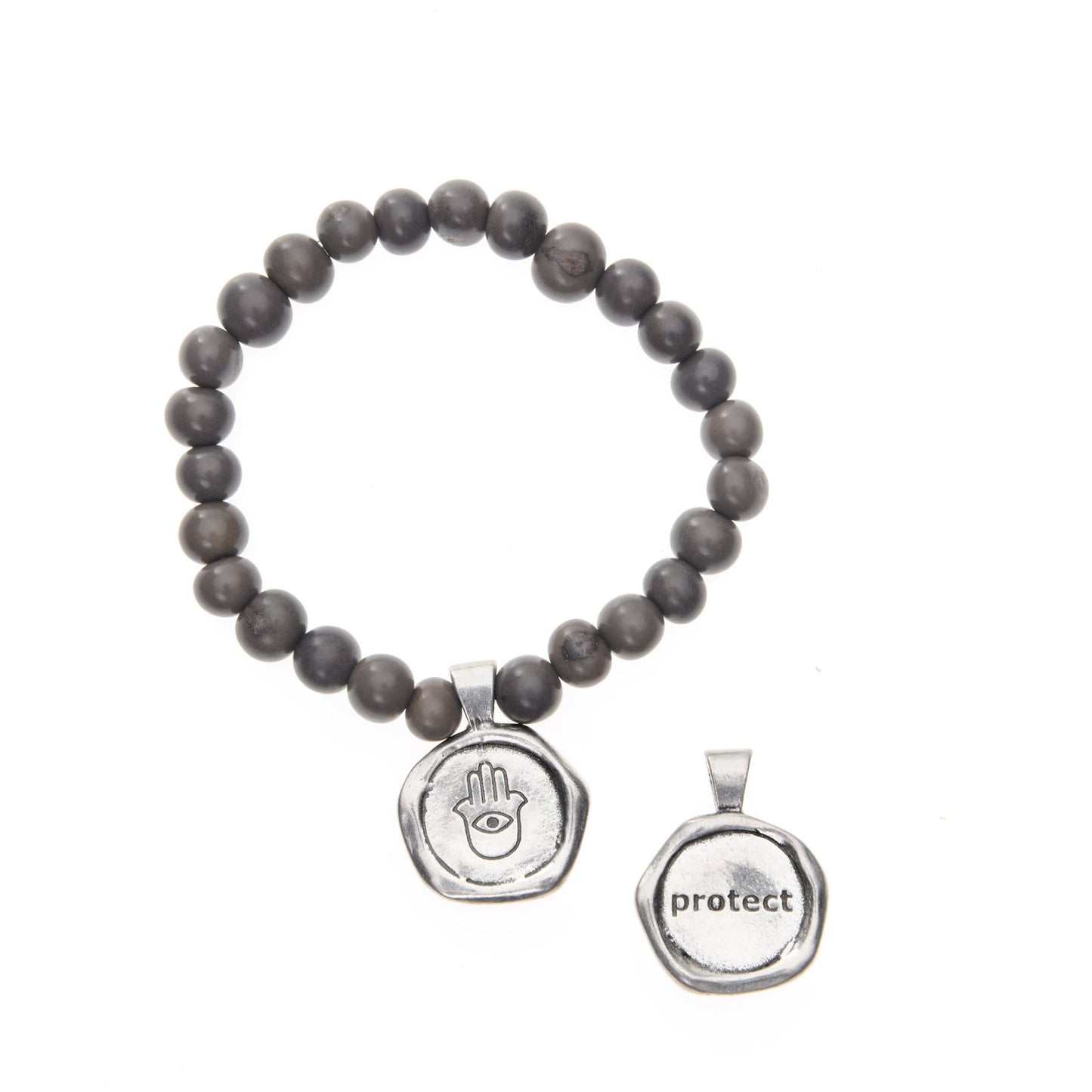 Acai Seeds of Life Bracelet with Wax Seal - Gray Beads