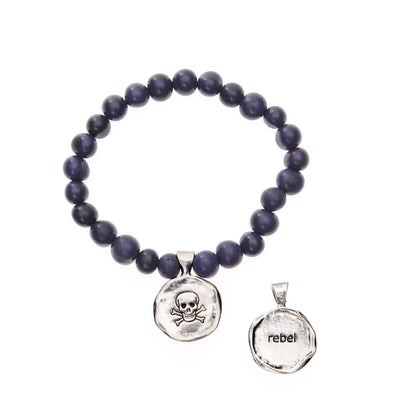 Acai Seeds Of Life Bracelet with Wax Seal - Navy Blue Beads