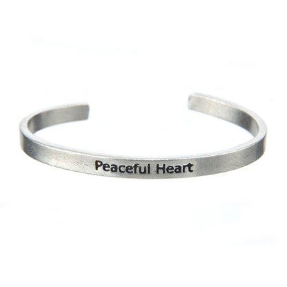 Peaceful Heart Quotable Cuff Bracelet