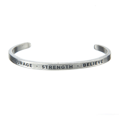 Courage-Strength-Believe Quotable Cuff Bracelet