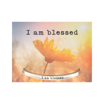 I Am Blessed Quotable Cuff Bracelet on backer card