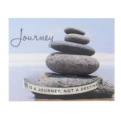 Life Is A Journey, Not a Destination Quotable Cuff Bracelet on backer card