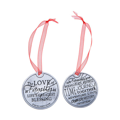 The Love of a Family is Life's Greatest Blessing Holiday Ornament front and back