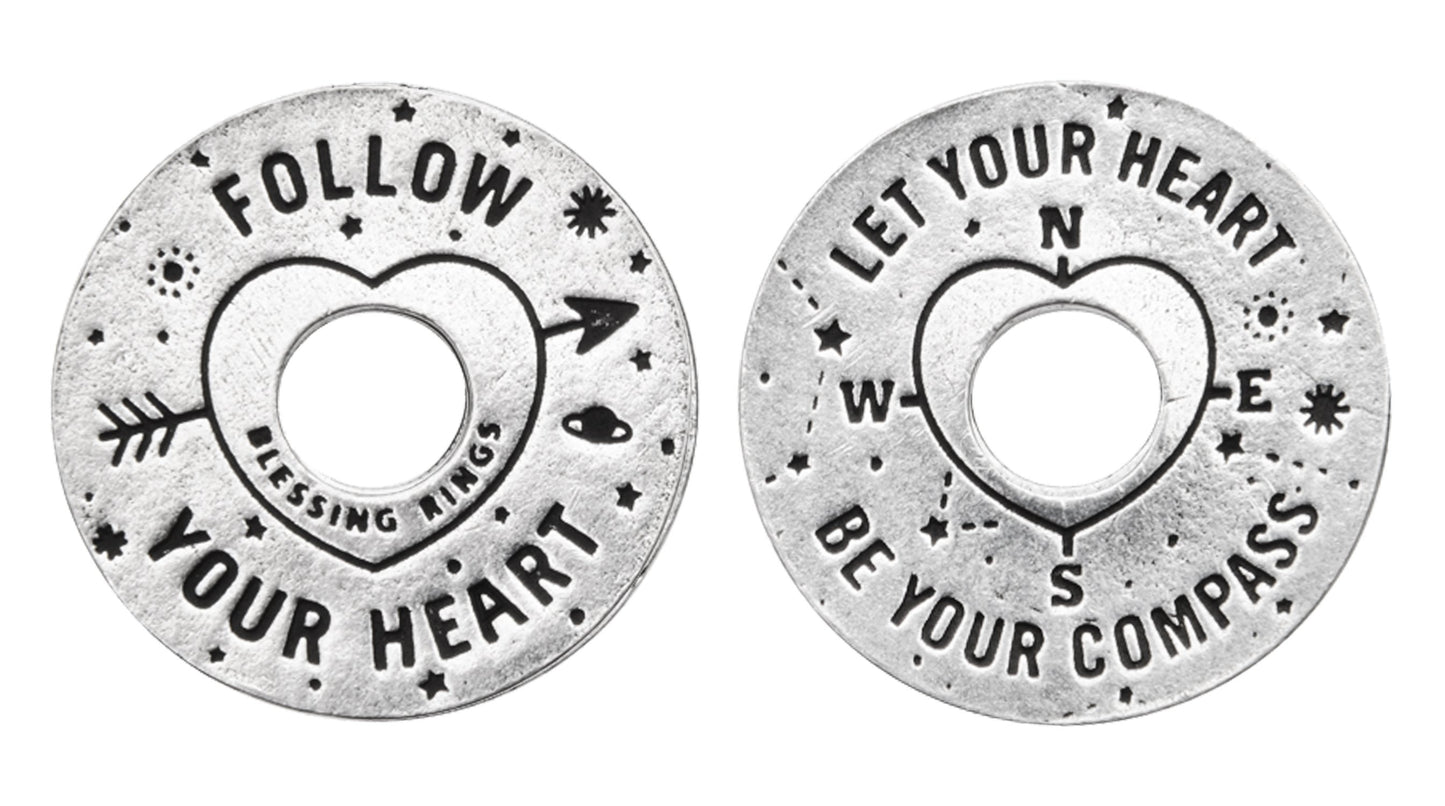 Follow Your Heart Blessing Ring front and back