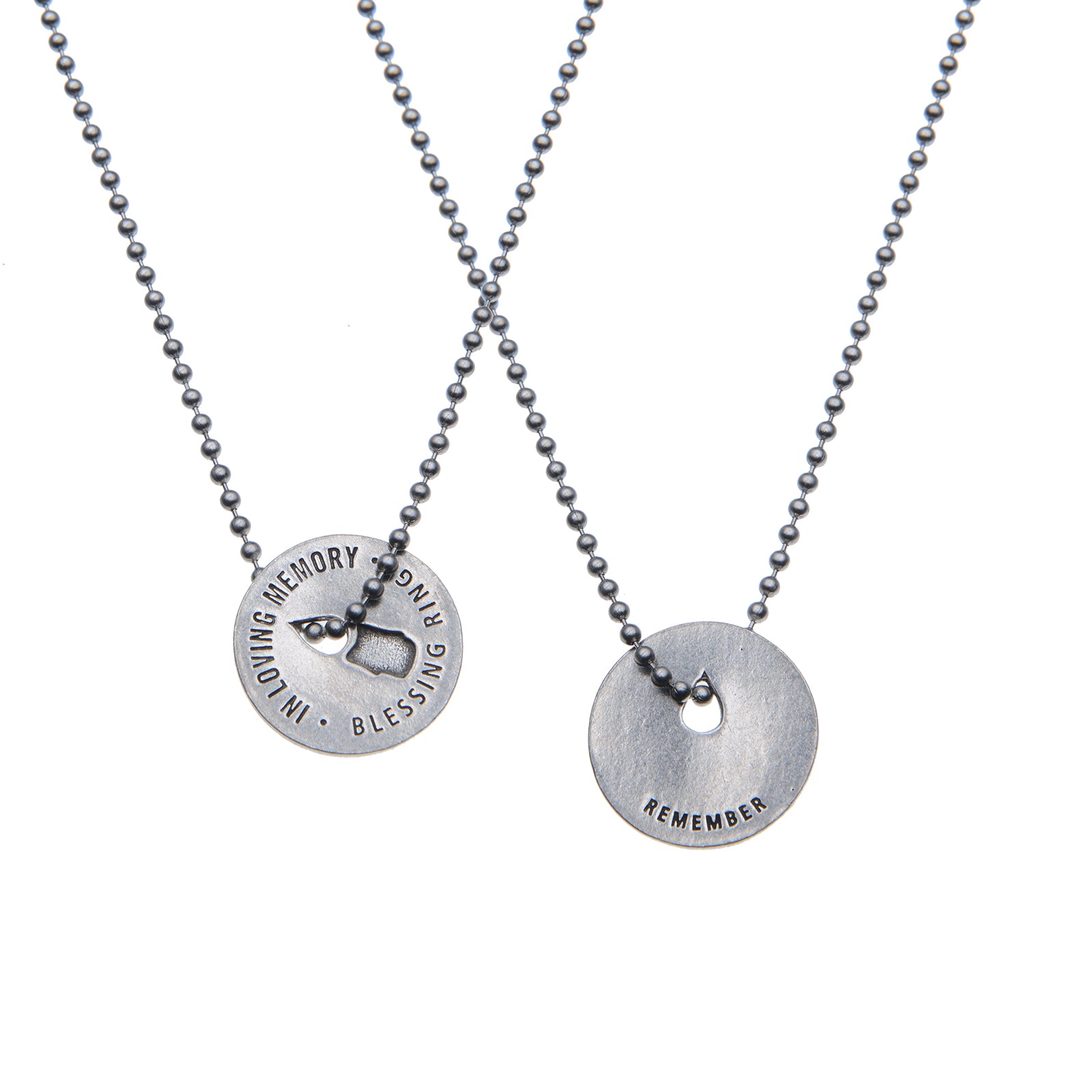 In Loving Memory Blessing Ring on a necklace