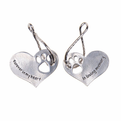 "Forever in My Heart Pet Memorial Keychain | Paw Print Heart Charm"